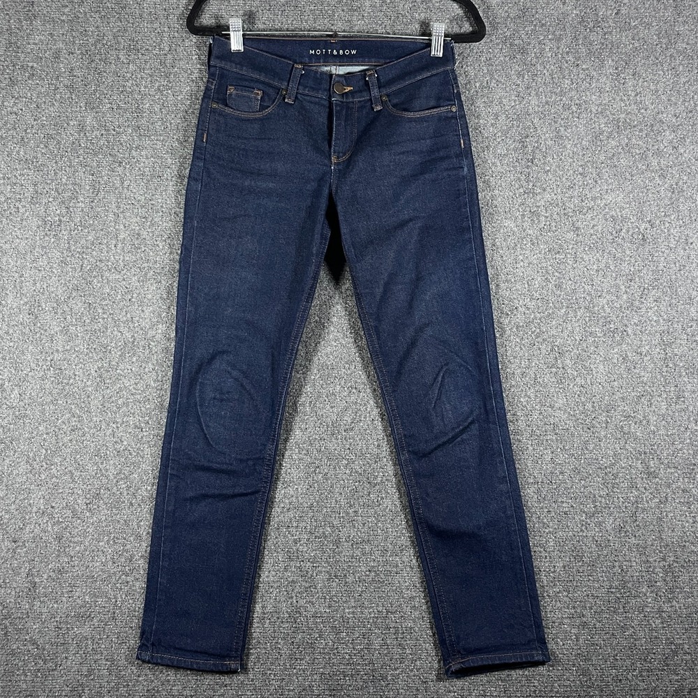 Mott & Bow Ludlow Boyfriend Jeans Dark Indigo Resin Wash Womens 24x28 #3255